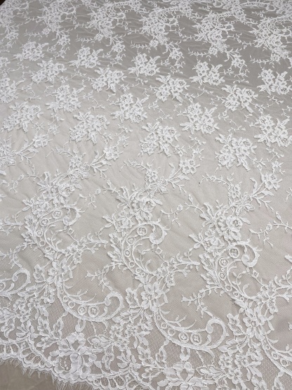 Corded Alencon Flower Lace Fabric, 3 Meters French Eyelash lace fabric trim for wedding shrugs,bridal gown,Classic lace top overlay