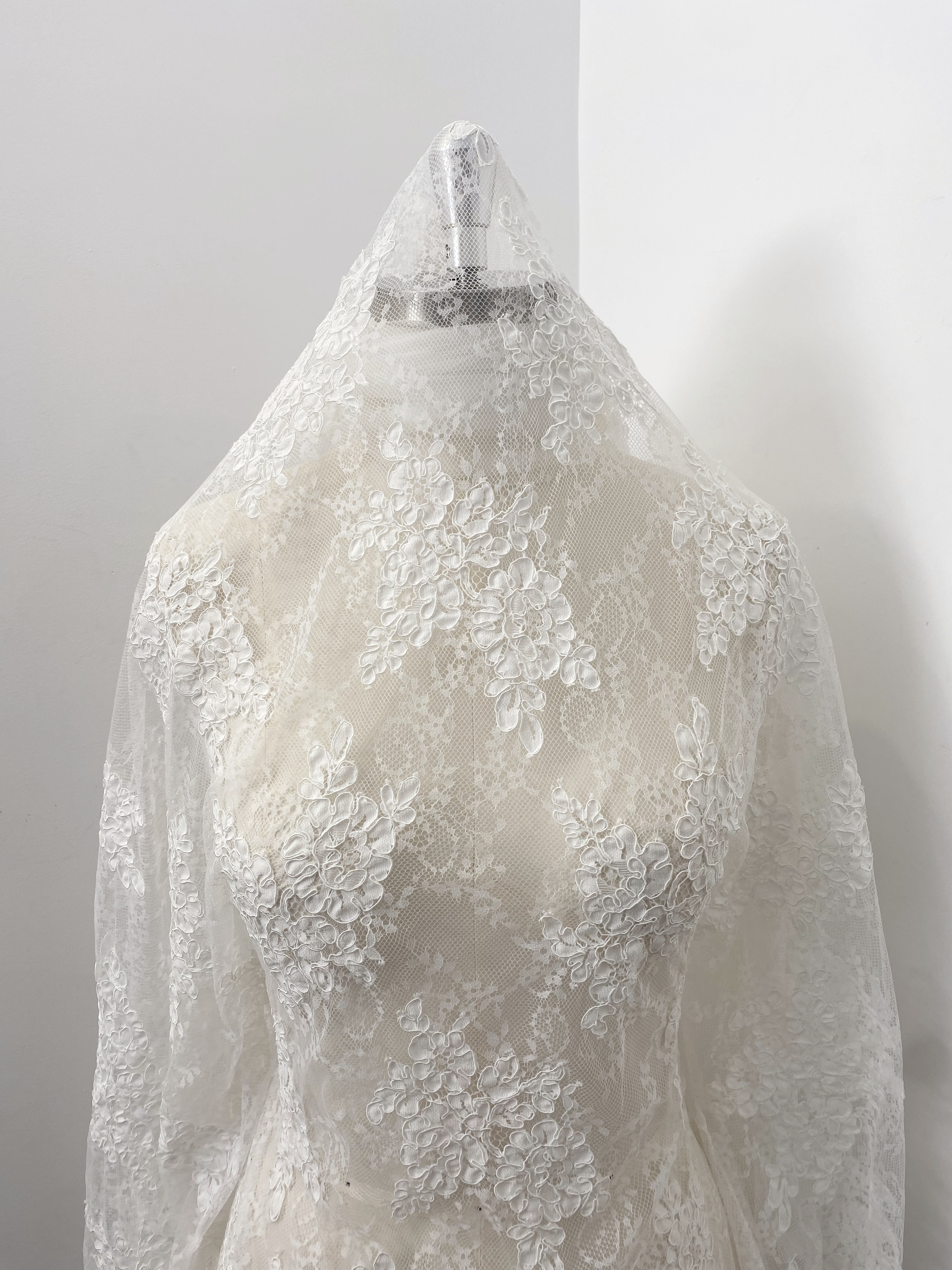 3 Meters 150cm Wide French Chantilly Lace Fabric for Wedding Dress, Bridal Gown, Floral Embroidery Wedding Lace