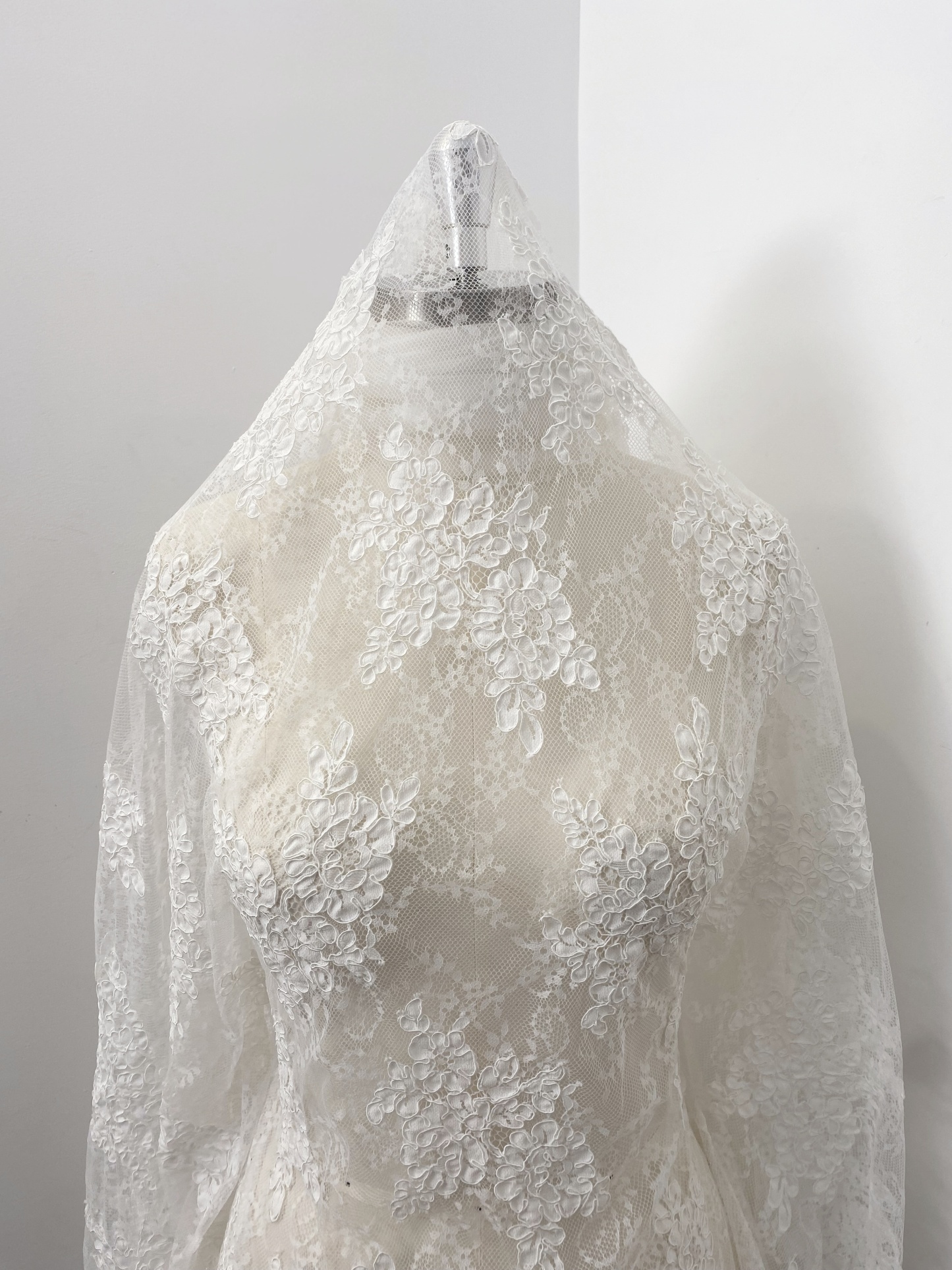 3 Meters 150cm Wide French Chantilly Lace Fabric for Wedding Dress, Bridal Gown, Floral Embroidery Wedding Lace