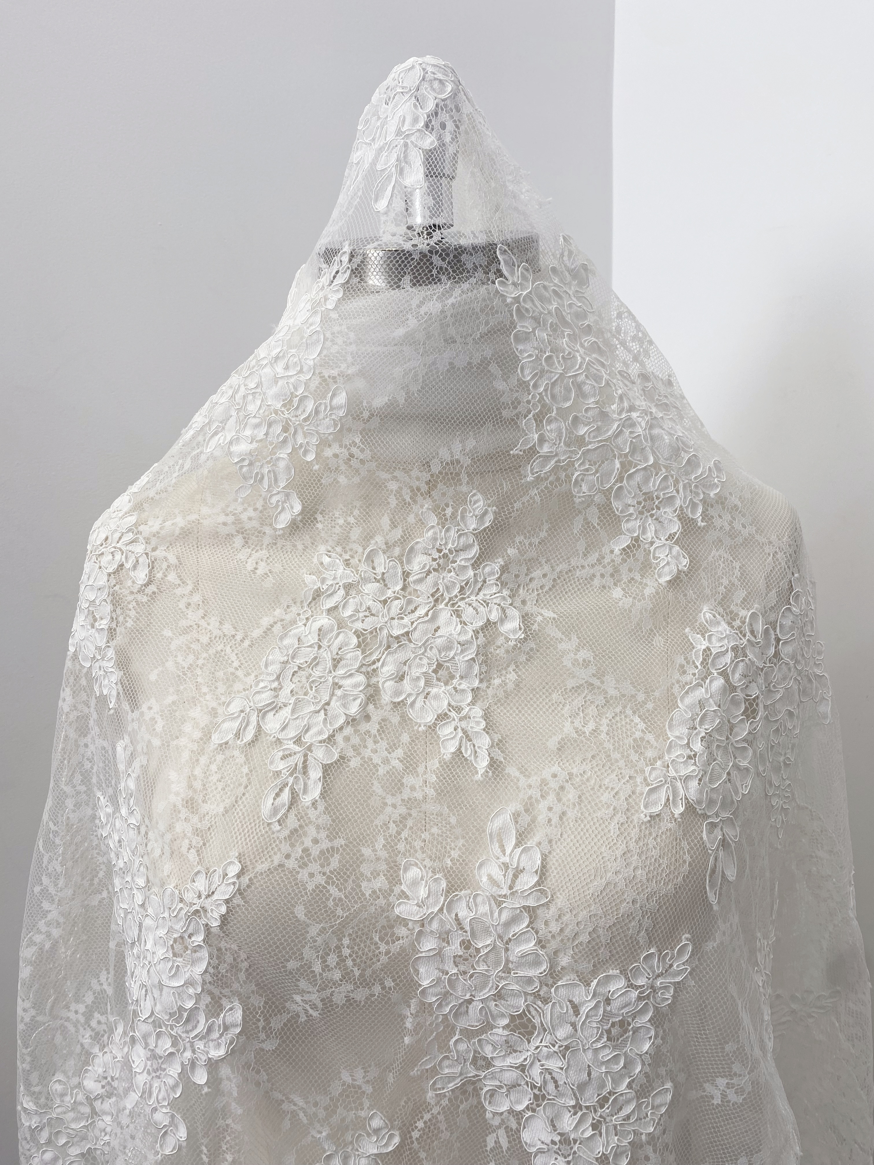 3 Meters 150cm Wide French Chantilly Lace Fabric for Wedding Dress, Bridal Gown, Lace Top Overlay, Floral Embroidery Wedding Lace