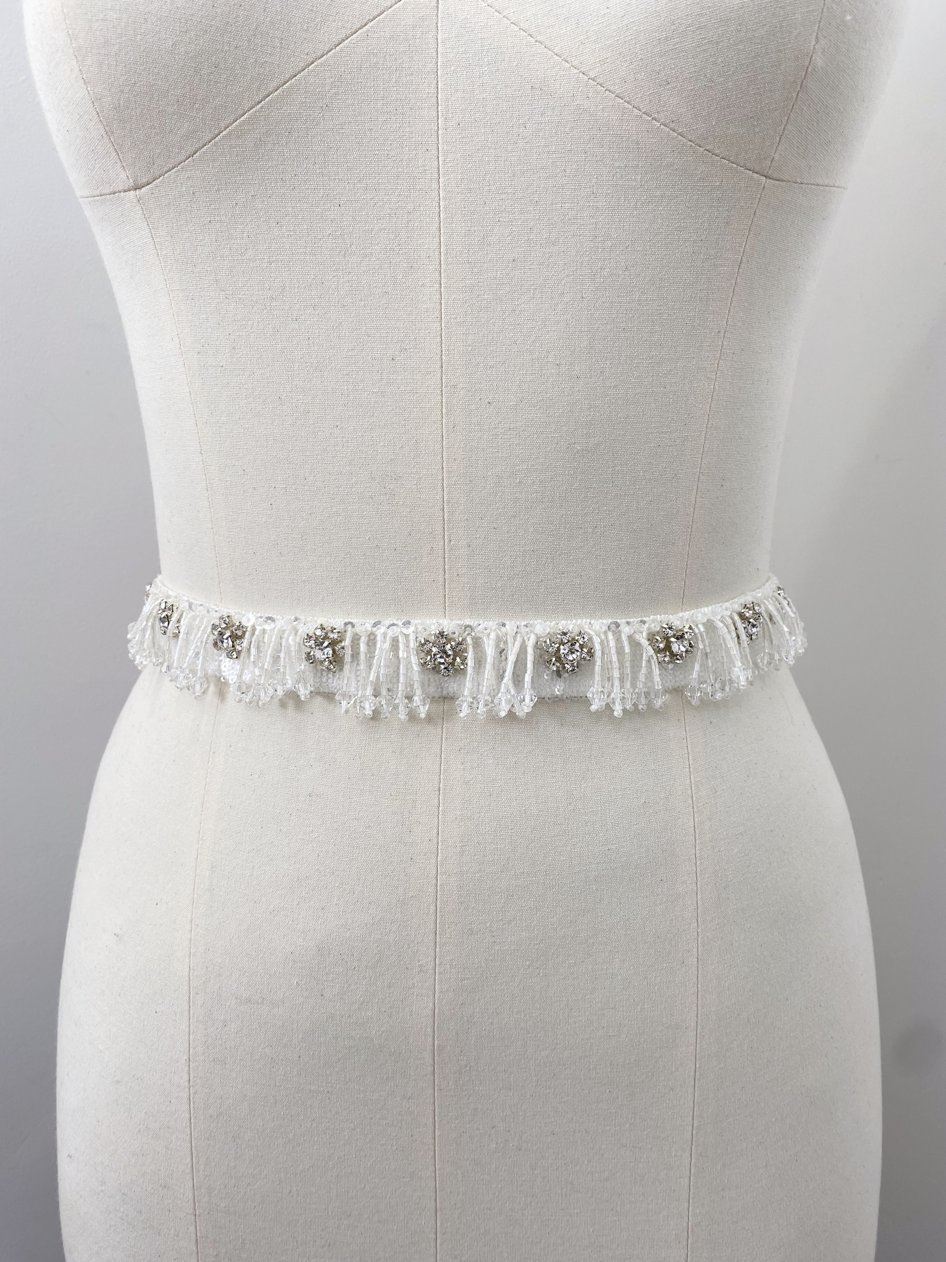 Bridal Belt with Hand Beaded Satin Ribbon and Crystal Beads Tassel | Wedding Dress Sash for Gown, Wedding Accessories