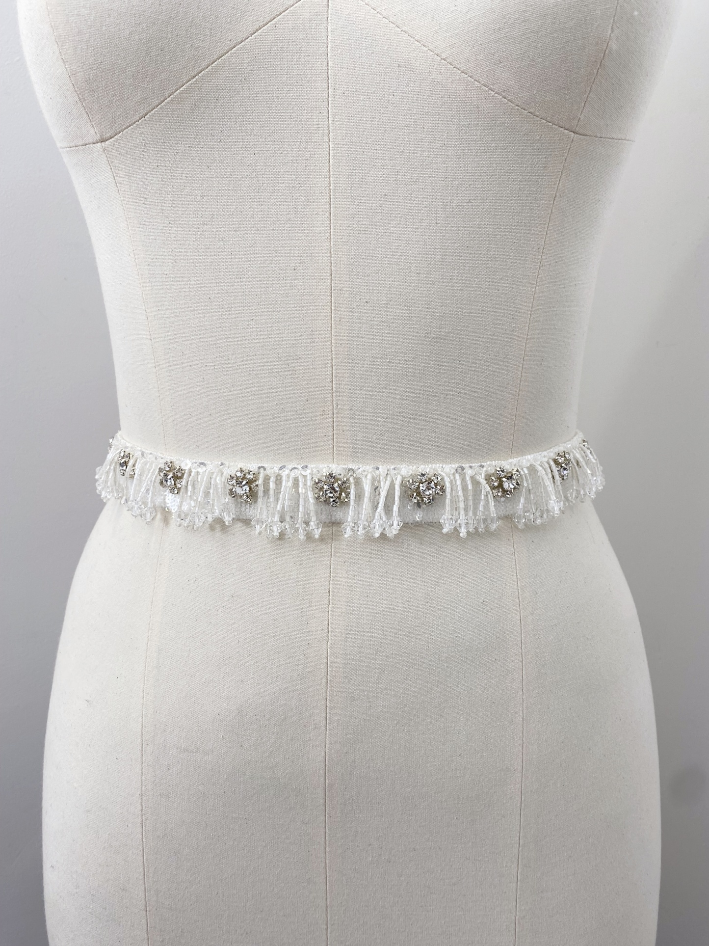 Bridal Belt with Hand Beaded Satin Ribbon and Crystal Beads Tassel | Wedding Dress Sash for Gown, Wedding Accessories