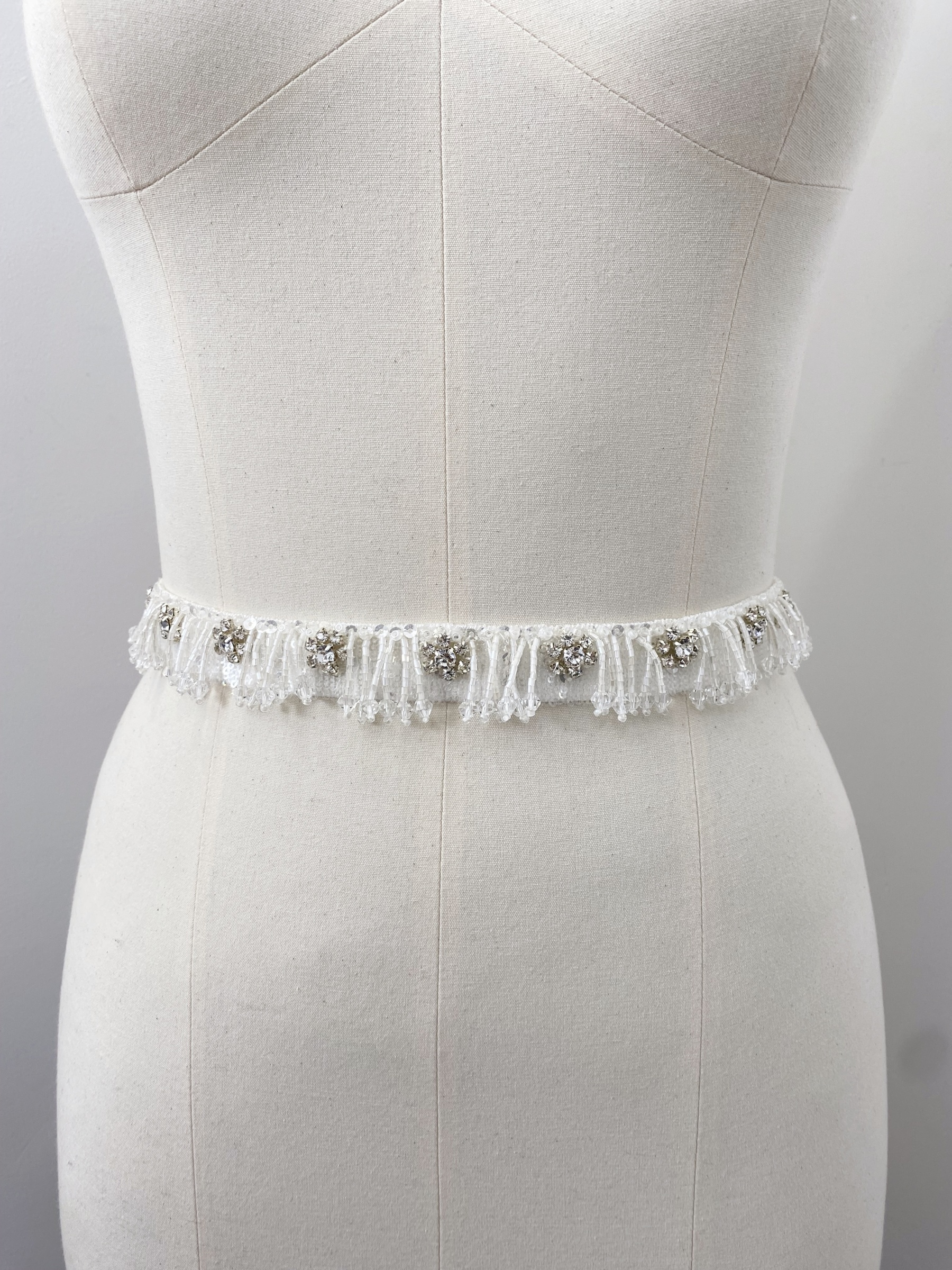Bridal Belt with Hand Beaded Satin Ribbon and Crystal Beads Tassel | Wedding Dress Sash for Gown, Wedding Accessories