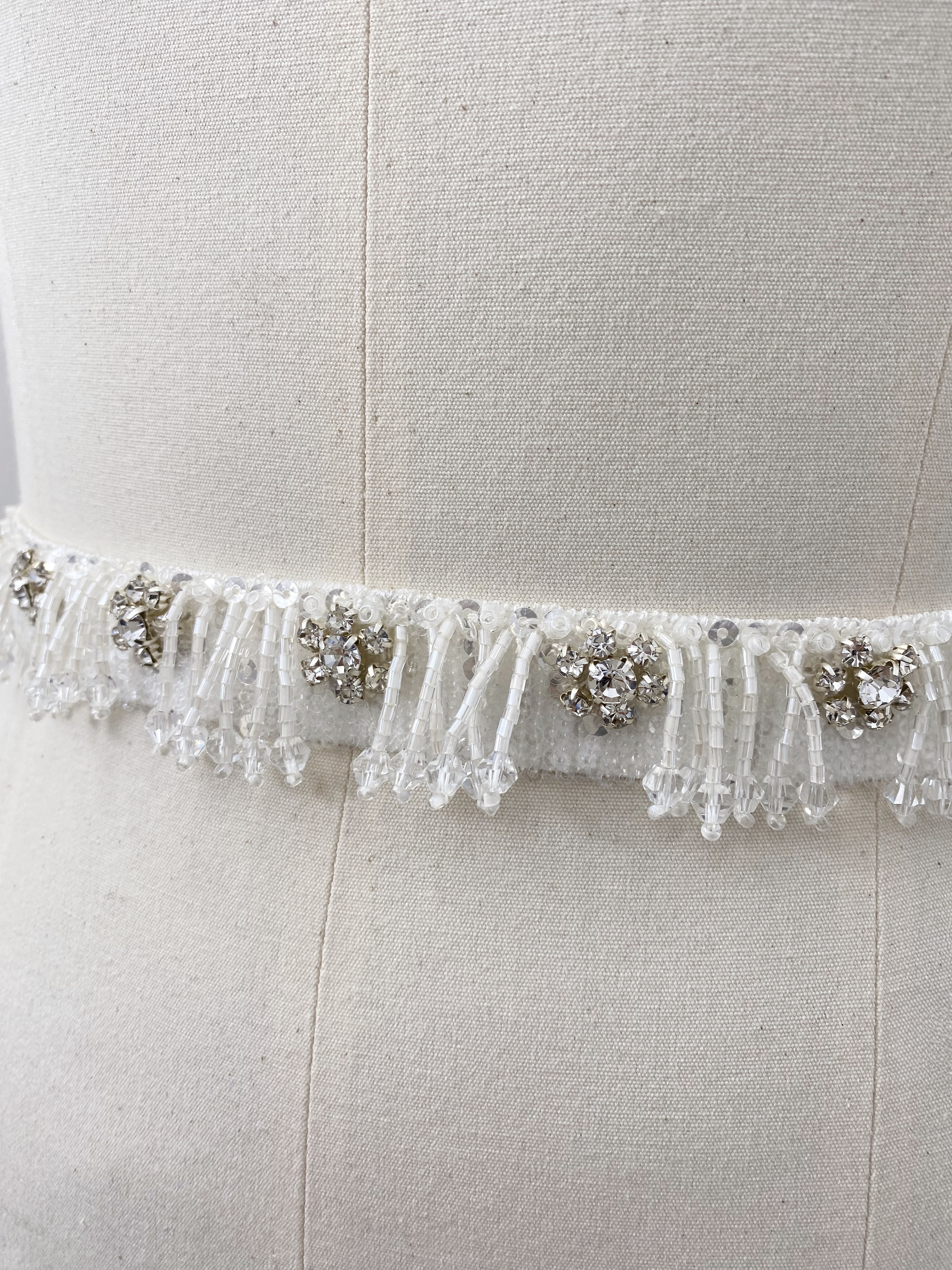 Bridal Belt with Hand Beaded Satin Ribbon and Crystal Beads Tassel | Wedding Dress Sash for Gown, Wedding Accessories