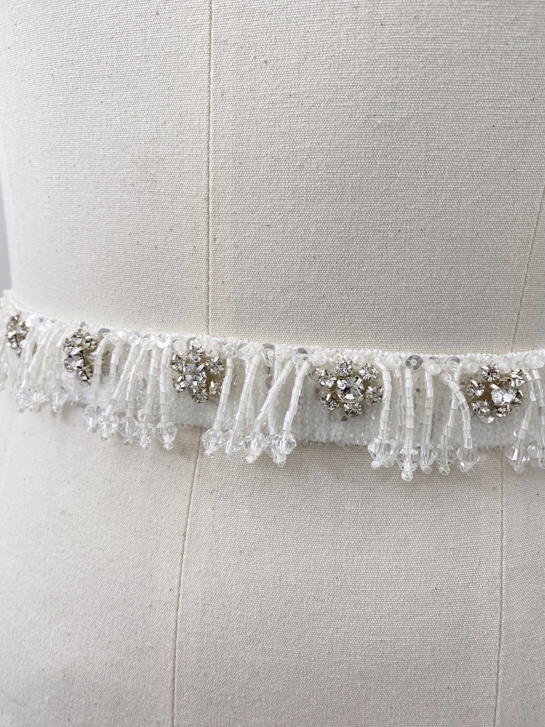 Bridal Belt with Hand Beaded Satin Ribbon and Crystal Beads Tassel | Wedding Dress Sash for Gown, Wedding Accessories