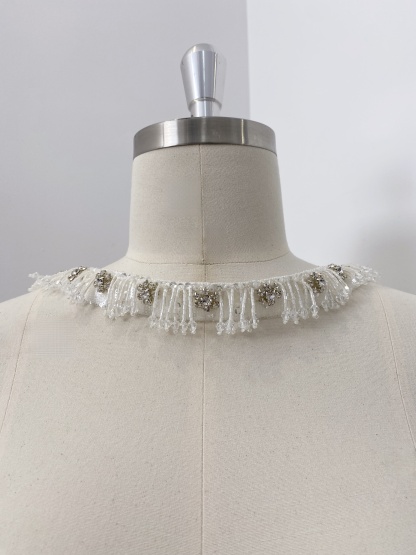 Bridal Belt with Hand Beaded Satin Ribbon and Crystal Beads Tassel | Wedding Dress Sash for Gown, Wedding Accessories