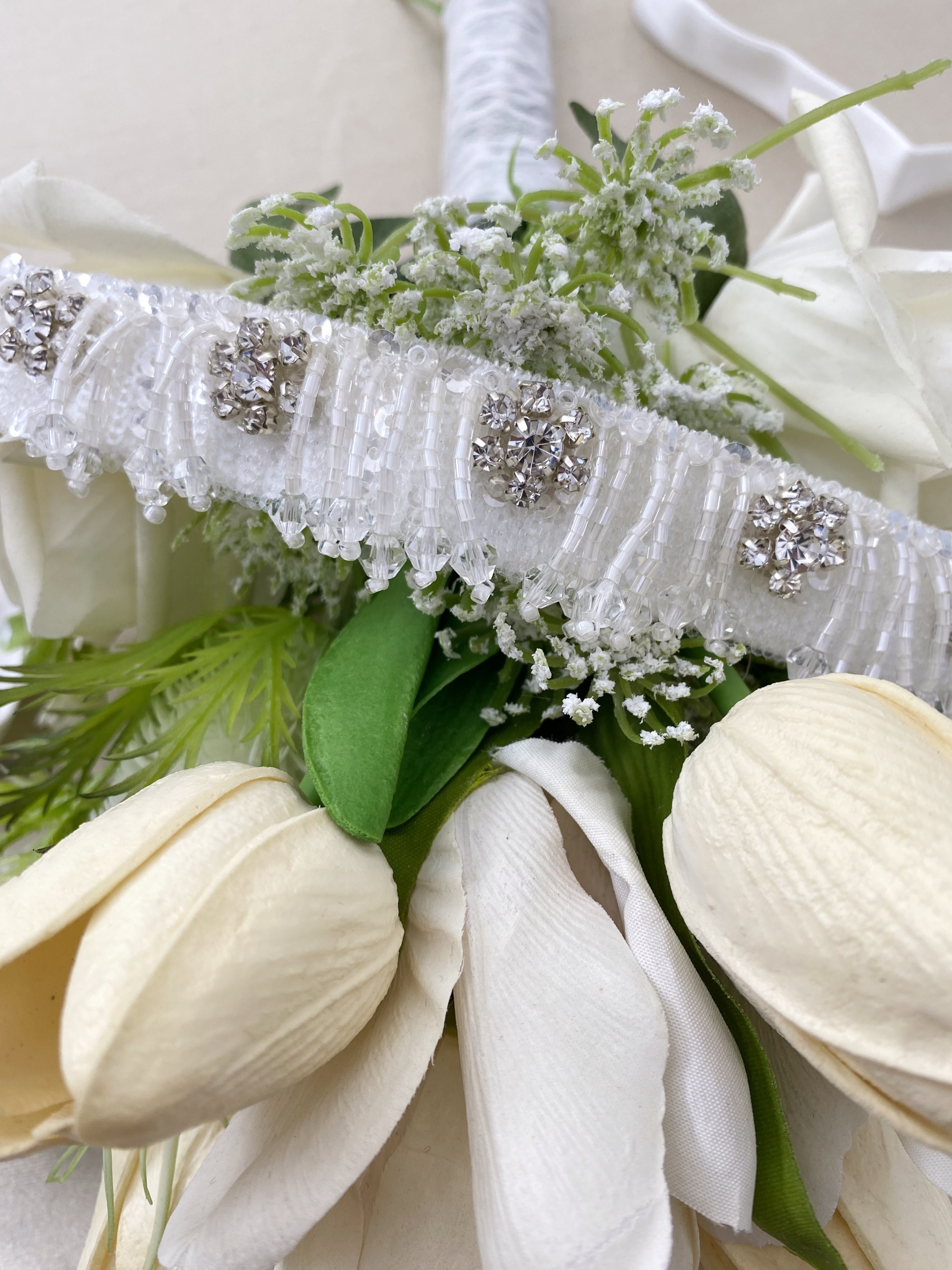 Bridal Belt with Hand Beaded Satin Ribbon and Crystal Beads Tassel | Wedding Dress Sash for Gown, Wedding Accessories