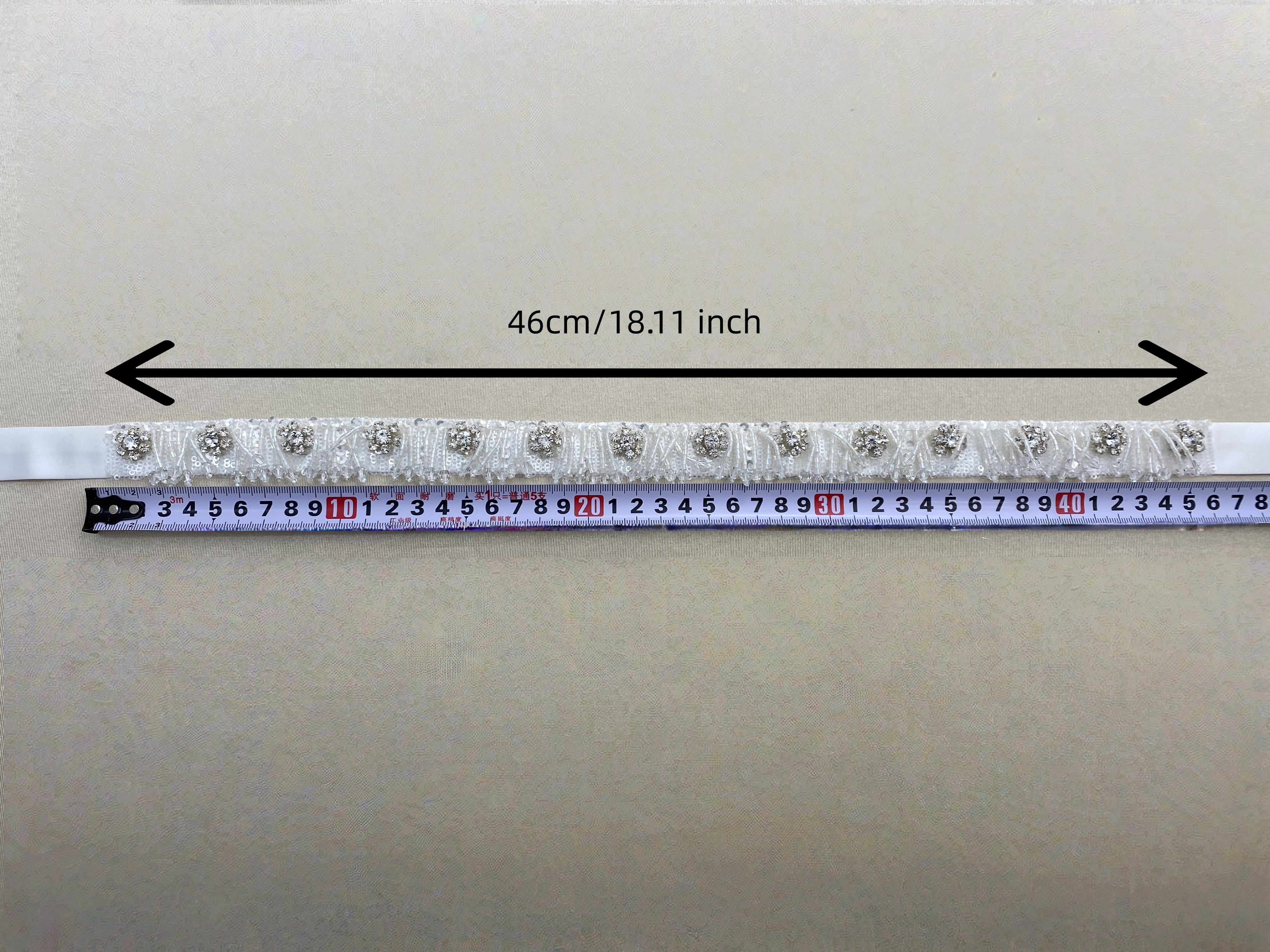 Bridal Belt with Hand Beaded Satin Ribbon and Crystal Beads Tassel | Wedding Dress Sash for Gown, Wedding Accessories