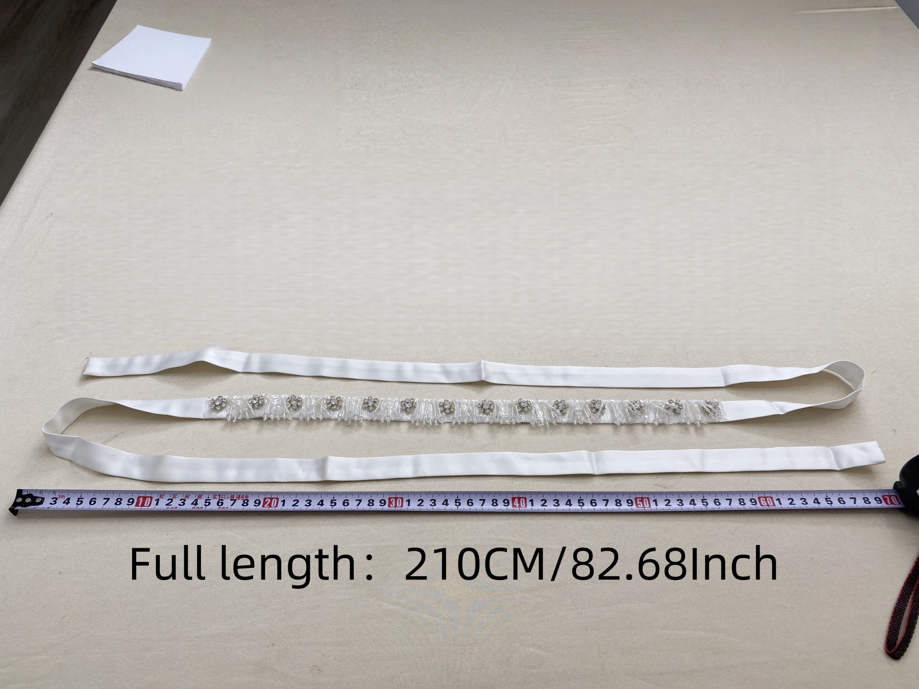 Bridal Belt with Hand Beaded Satin Ribbon and Crystal Beads Tassel | Wedding Dress Sash for Gown, Wedding Accessories