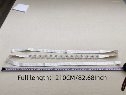 Bridal Belt with Hand Beaded Satin Ribbon and Crystal Beads Tassel | Wedding Dress Sash for Gown, Wedding Accessories