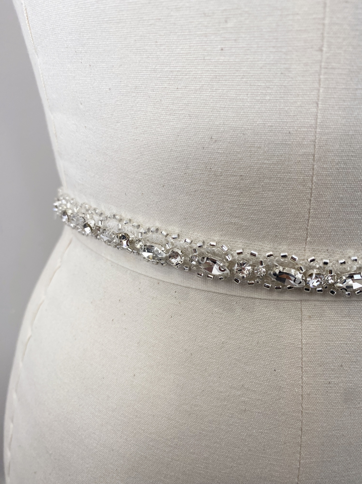 Crystal Rhinestone Lace Trim With Silver Zircon Stonework, 1 Yard Beaded Trims for Gown Straps, Headbands, Sashes, Belts