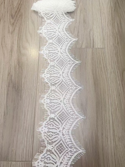 Ivory Lace Trimming, French Chantilly Bridal Gown Lace Edge, Wedding Veil Lace Border, Scalloped Eyelash Lace,Price per 3 Meters