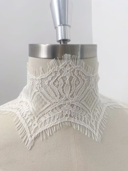 Ivory Lace Trimming, French Chantilly Bridal Gown Lace Edge, Wedding Veil Lace Border, Scalloped Eyelash Lace,Price per 3 Meters