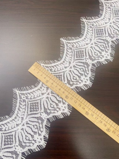 Ivory Lace Trimming, French Chantilly Bridal Gown Lace Edge, Wedding Veil Lace Border, Scalloped Eyelash Lace,Price per 3 Meters