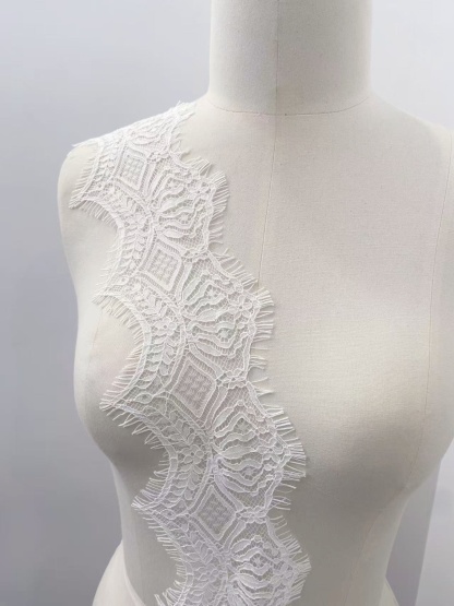Ivory Lace Trimming, French Chantilly Bridal Gown Lace Edge, Wedding Veil Lace Border, Scalloped Eyelash Lace,Price per 3 Meters