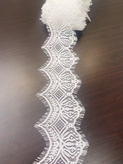 Ivory Lace Trimming, French Chantilly Bridal Gown Lace Edge, Wedding Veil Lace Border, Scalloped Eyelash Lace,Price per 3 Meters