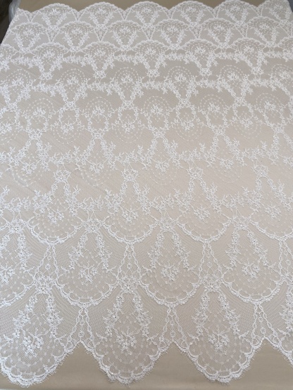 Off White French Chantilly Lace Fabric, Beaded Bridal Wedding Fabric Unique Mermaid Bridal Lace Fabric By 3 Meters