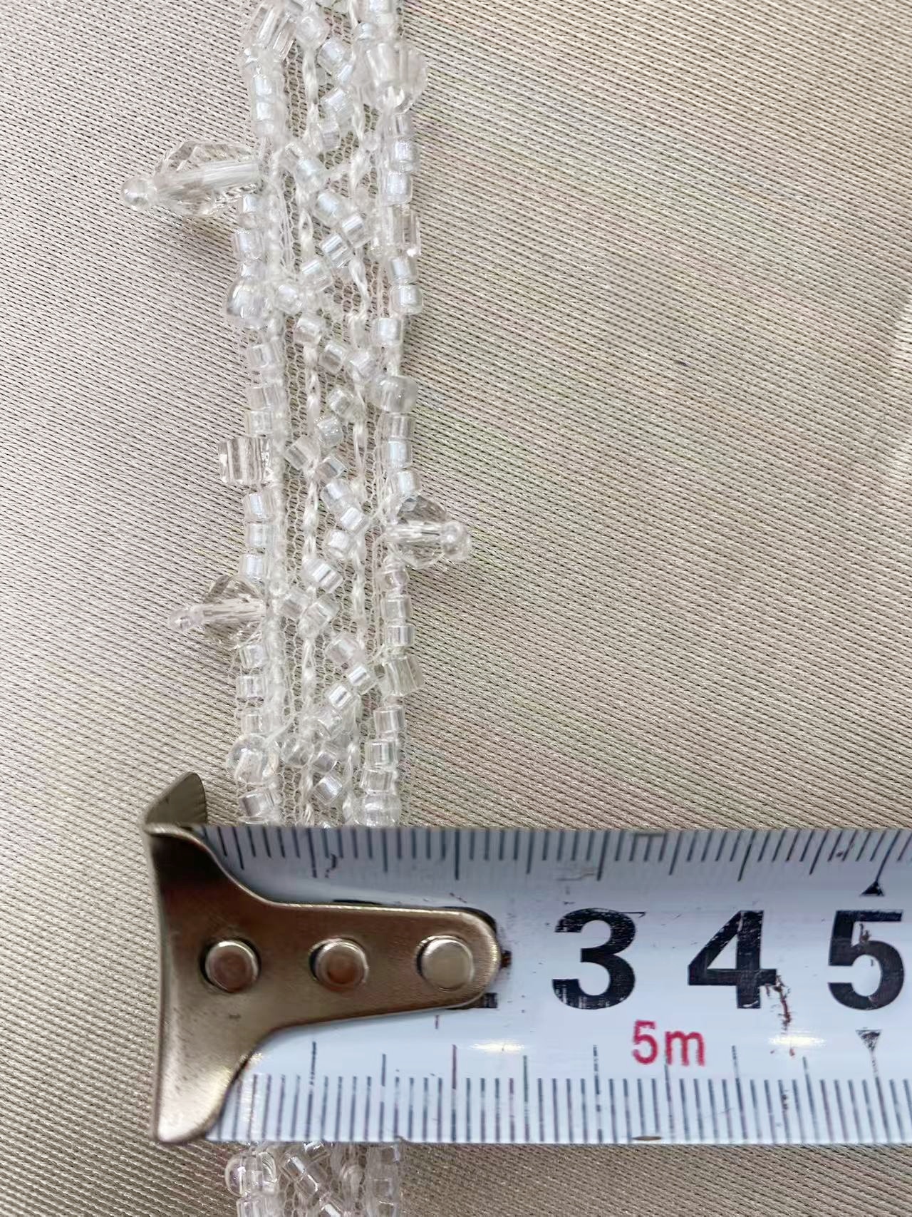 Clear White Beaded Trim with Droplets Glass Crystal Lace Trim for Bridal Dress Belt Headwear DIY Home Decor Craft, Sold by 1 Yard