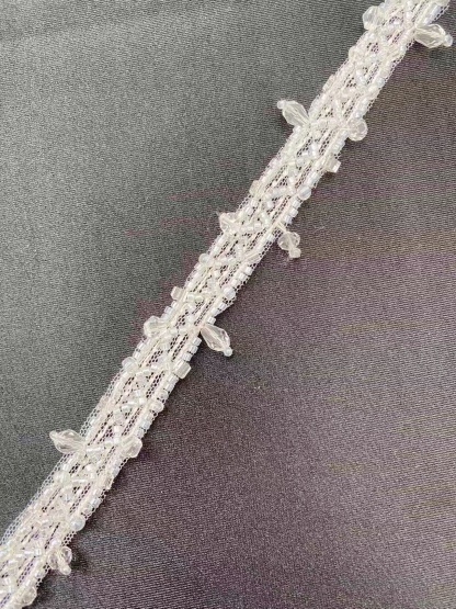Clear White Beaded Trim with Droplets Glass Crystal Lace Trim for Bridal Dress Belt Headwear DIY Home Decor Craft, Sold by 1 Yard