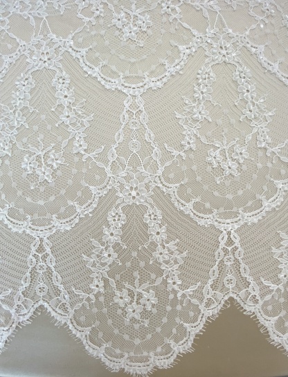 Off White French Chantilly Lace Fabric, Beaded Bridal Wedding Fabric Unique Mermaid Bridal Lace Fabric By 3 Meters