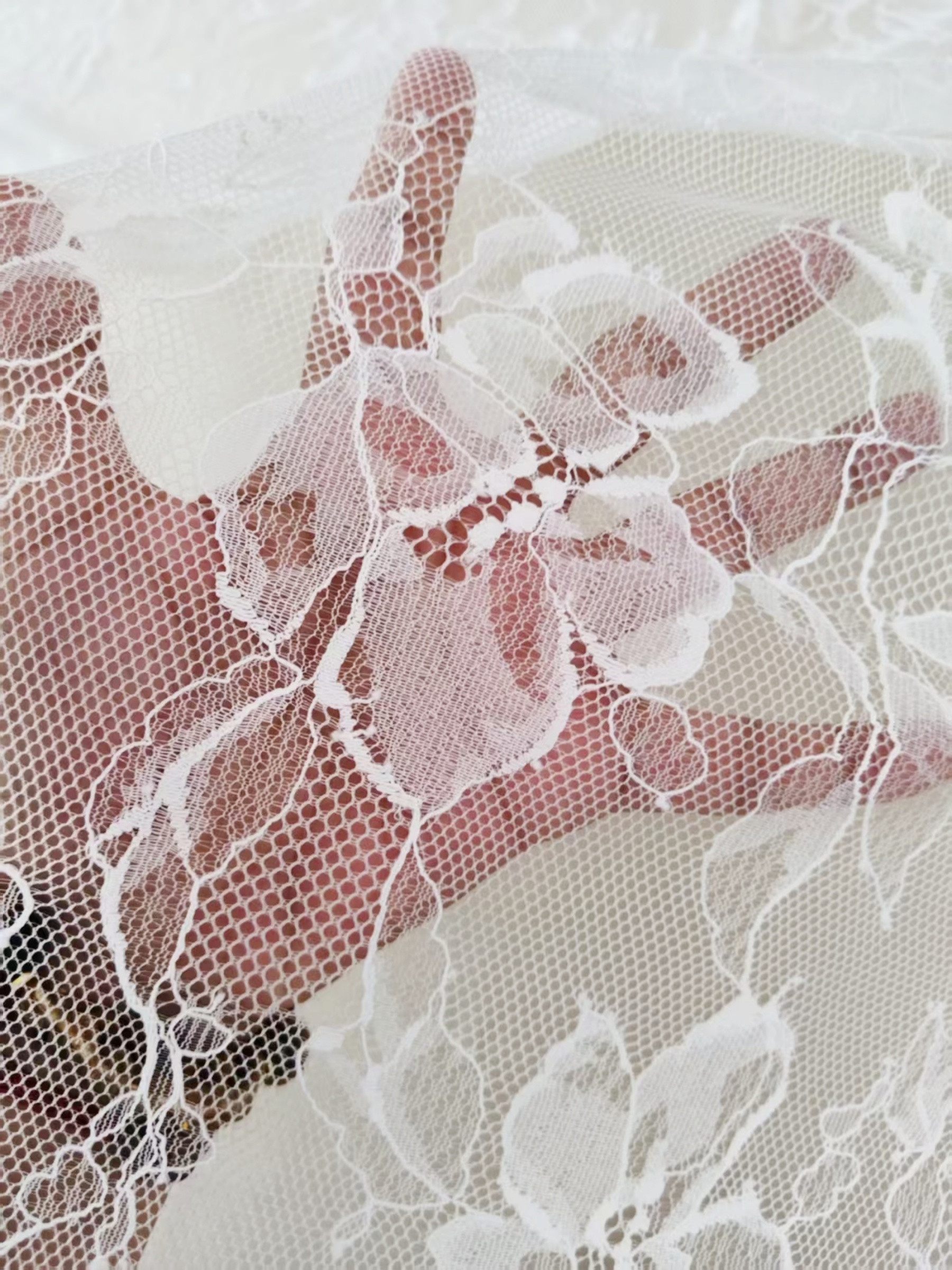 French Eyelash Lace Fabric – 300CM Long & 150CM Wide Per Piece! Embroidered Floral Design for Wedding Dresses, Garment DIY, Decor & Crafts