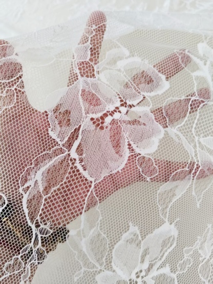 French Eyelash Lace Fabric – 300CM Long & 150CM Wide Per Piece! Embroidered Floral Design for Wedding Dresses, Garment DIY, Decor & Crafts