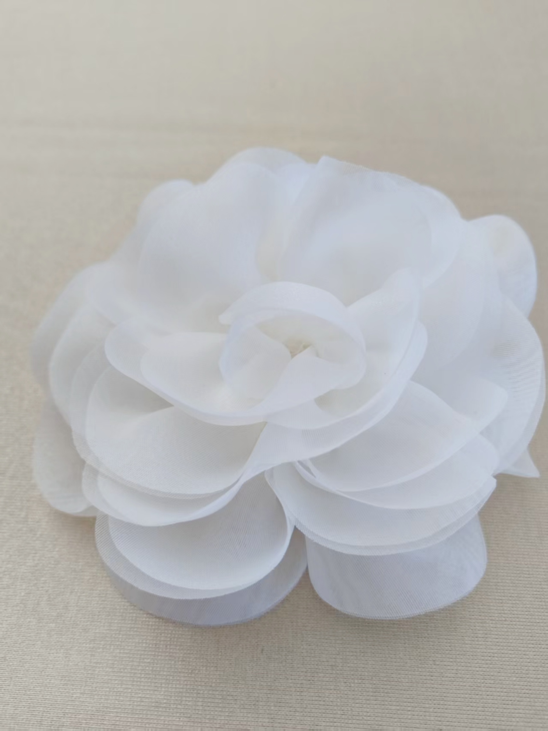10PCS 3D Pearl Flower Applique: Off White Organza Lace Patches for wedding dresses,sewing on