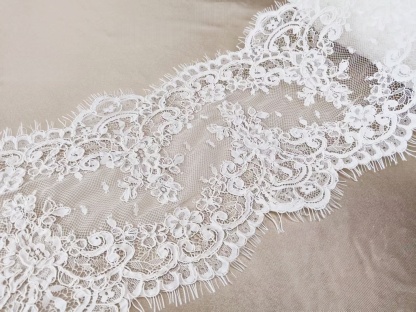 3 Meters French Corded Lace Trim,Floral Eyelash Lace for Bridal Wedding Veils or Dresses
