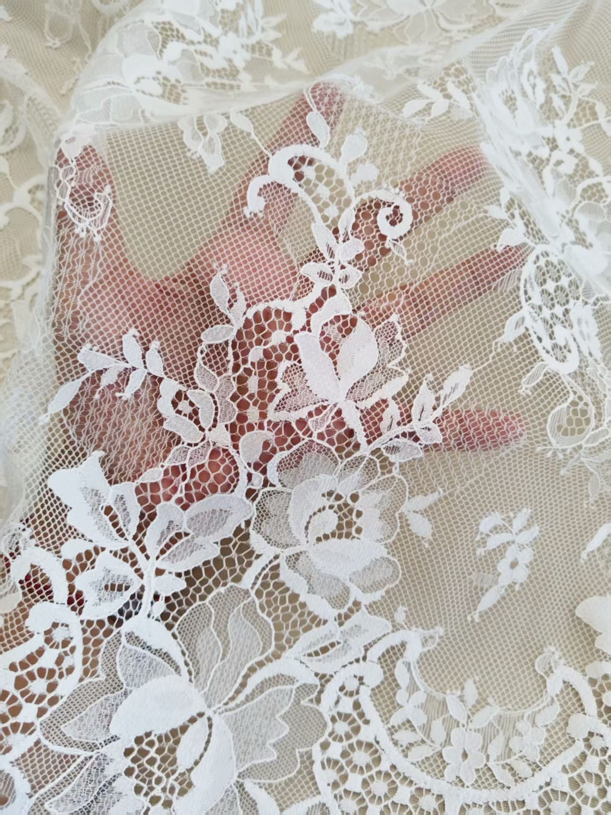 French Eyelash Lace with Embroidery – Stylish High-End Fabric, 300CM Length x 150CM Width for Wedding Dresses, Fashion Garments & Decor Projects