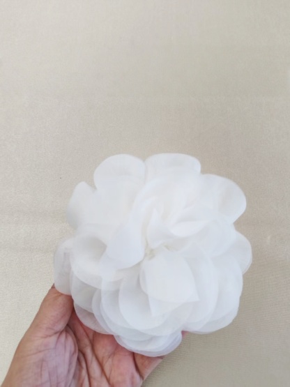 10PCS 3D Pearl Flower Applique: Off White Organza Lace Patches for wedding dresses,sewing on