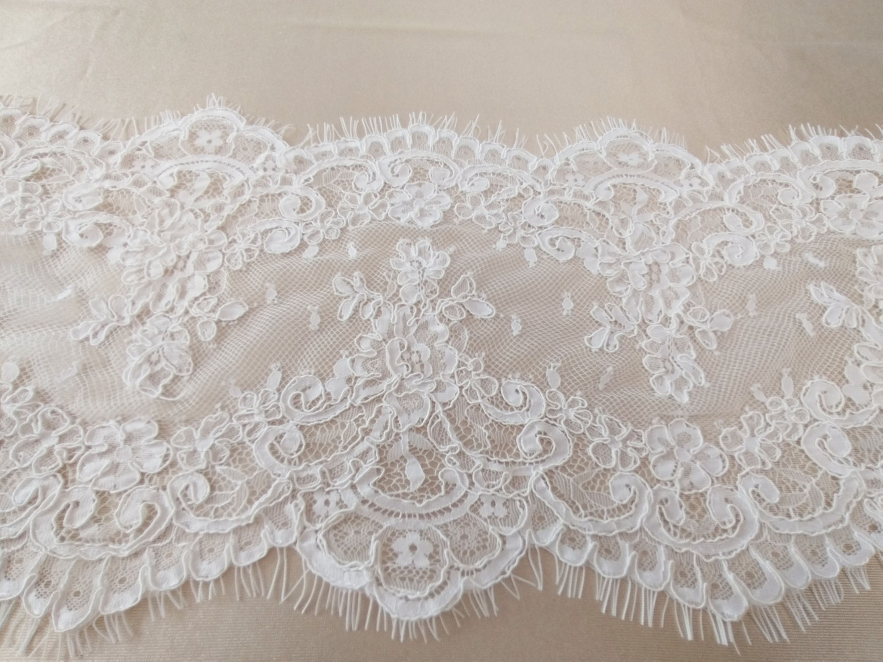 3 Meters French Corded Lace Trim,Floral Eyelash Lace for Bridal Wedding Veils or Dresses