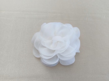 10PCS 3D Pearl Flower Applique: Off White Organza Lace Patches for wedding dresses,sewing on