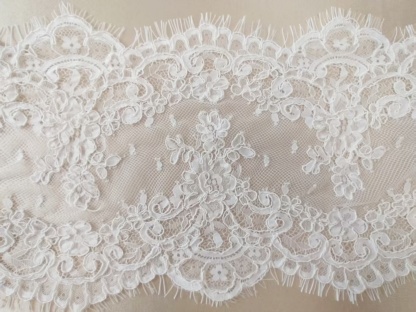 3 Meters French Corded Lace Trim,Floral Eyelash Lace for Bridal Wedding Veils or Dresses