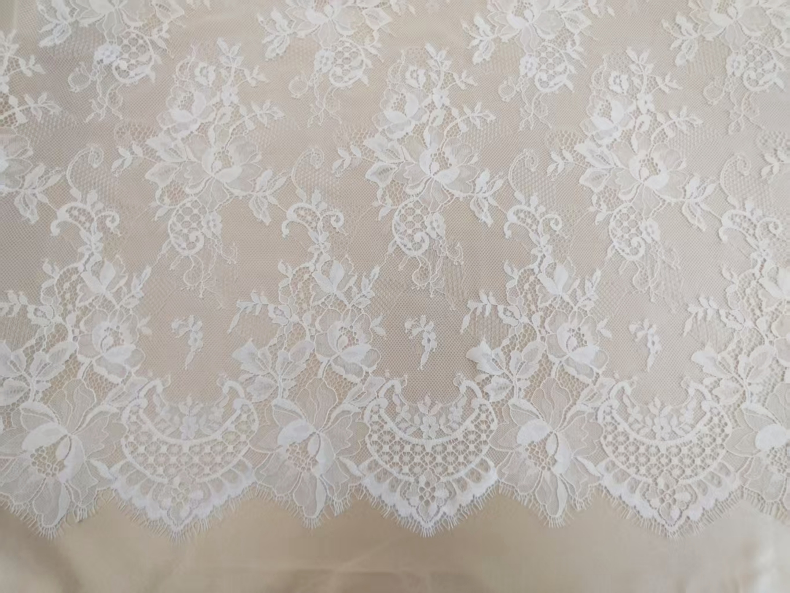 French Eyelash Lace with Embroidery – Stylish High-End Fabric, 300CM Length x 150CM Width for Wedding Dresses, Fashion Garments & Decor Projects