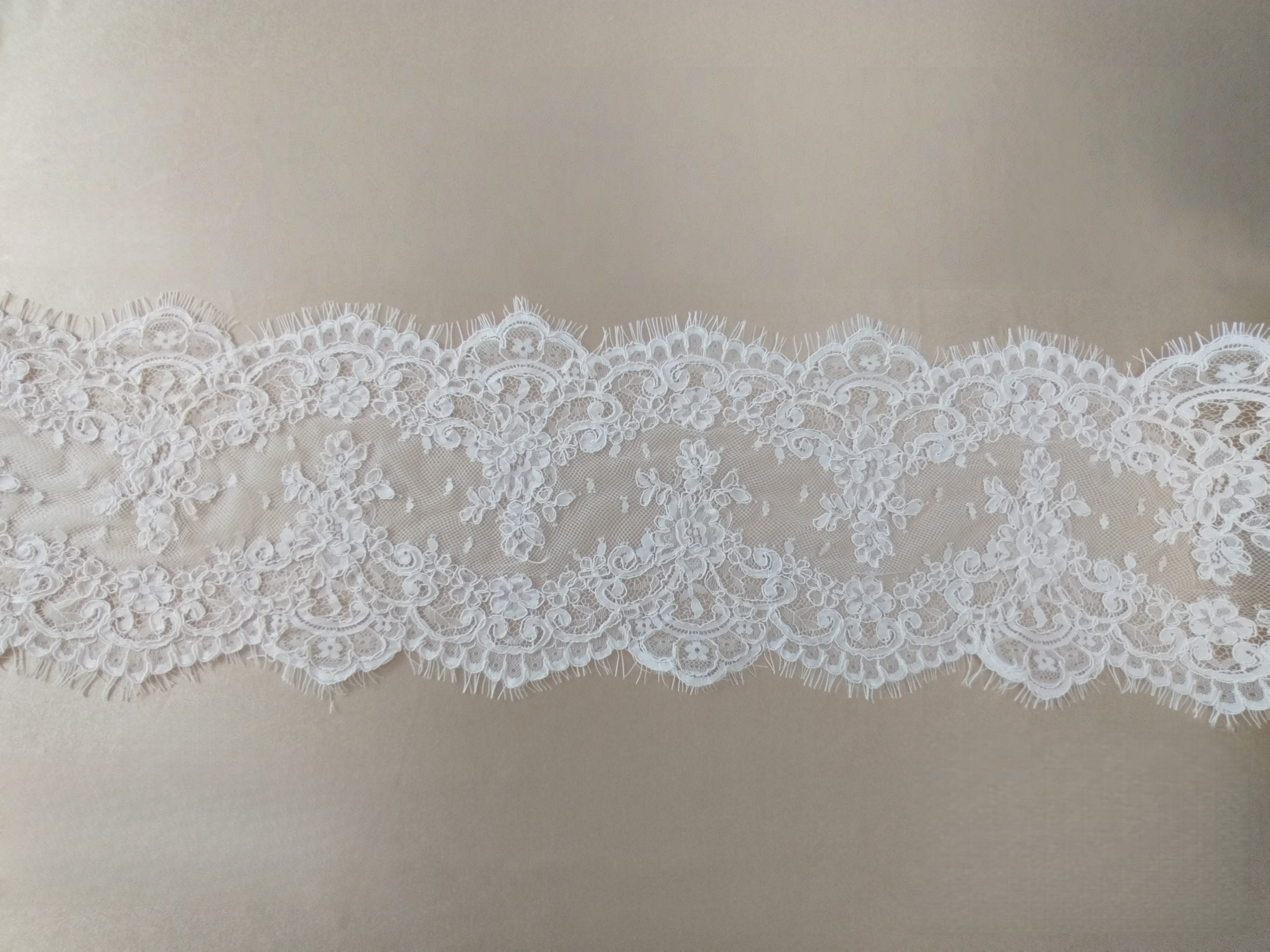 3 Meters French Corded Lace Trim,Floral Eyelash Lace for Bridal Wedding Veils or Dresses