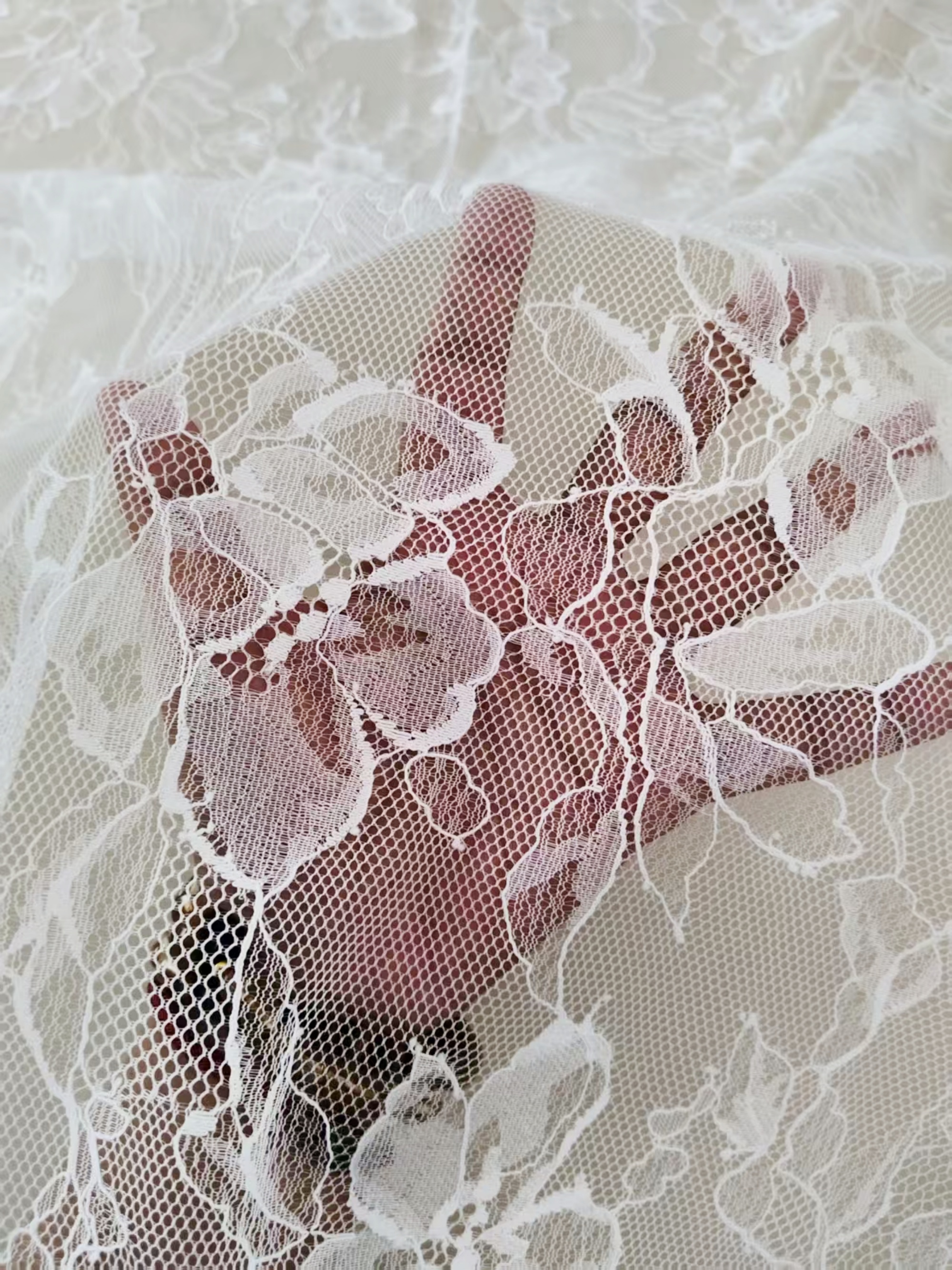 French Eyelash Lace Fabric – 300CM Long & 150CM Wide Per Piece! Embroidered Floral Design for Wedding Dresses, Garment DIY, Decor & Crafts