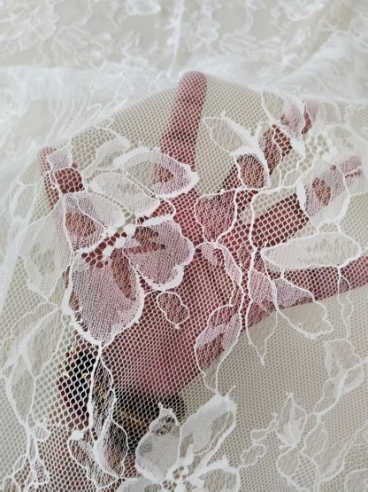 French Eyelash Lace Fabric – 300CM Long & 150CM Wide Per Piece! Embroidered Floral Design for Wedding Dresses, Garment DIY, Decor & Crafts