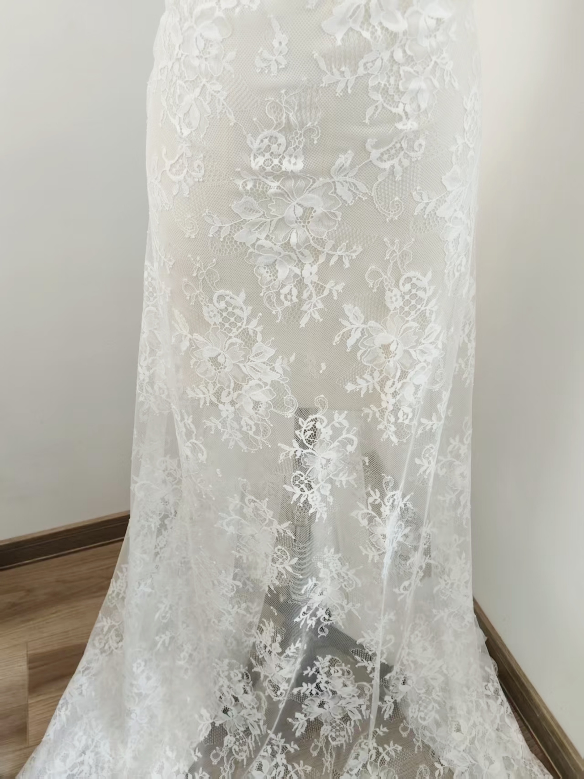French Eyelash Lace with Embroidery – Stylish High-End Fabric, 300CM Length x 150CM Width for Wedding Dresses, Fashion Garments & Decor Projects