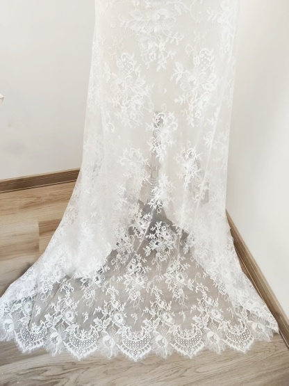 French Eyelash Lace with Embroidery – Stylish High-End Fabric, 300CM Length x 150CM Width for Wedding Dresses, Fashion Garments & Decor Projects