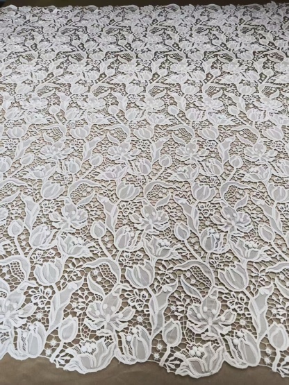 Elegant Guipure Lace Fabric, Hollowed Floral Lace Fabric, Crochet Lace Fabric, Bridal Lace Fabric for Wedding Gown, Prom Dress