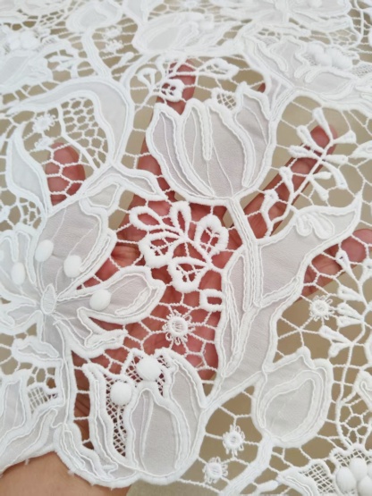 Elegant Guipure Lace Fabric, Hollowed Floral Lace Fabric, Crochet Lace Fabric, Bridal Lace Fabric for Wedding Gown, Prom Dress