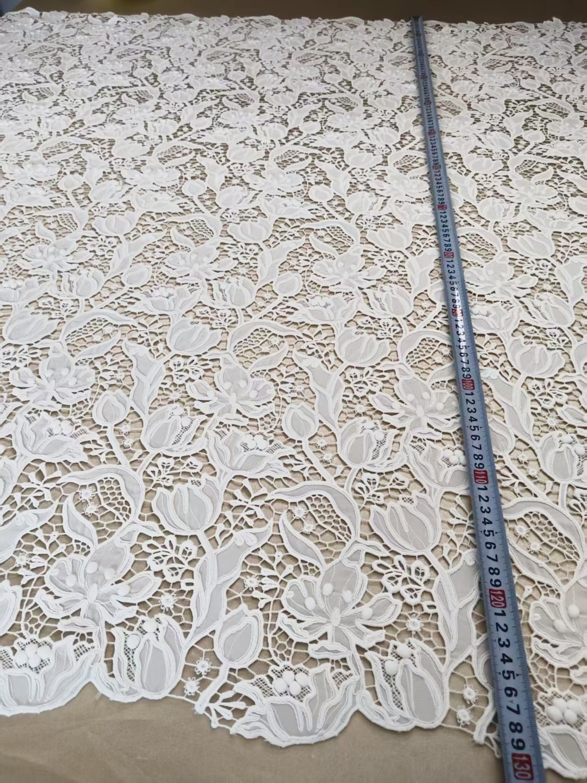 Elegant Guipure Lace Fabric, Hollowed Floral Lace Fabric, Crochet Lace Fabric, Bridal Lace Fabric for Wedding Gown, Prom Dress