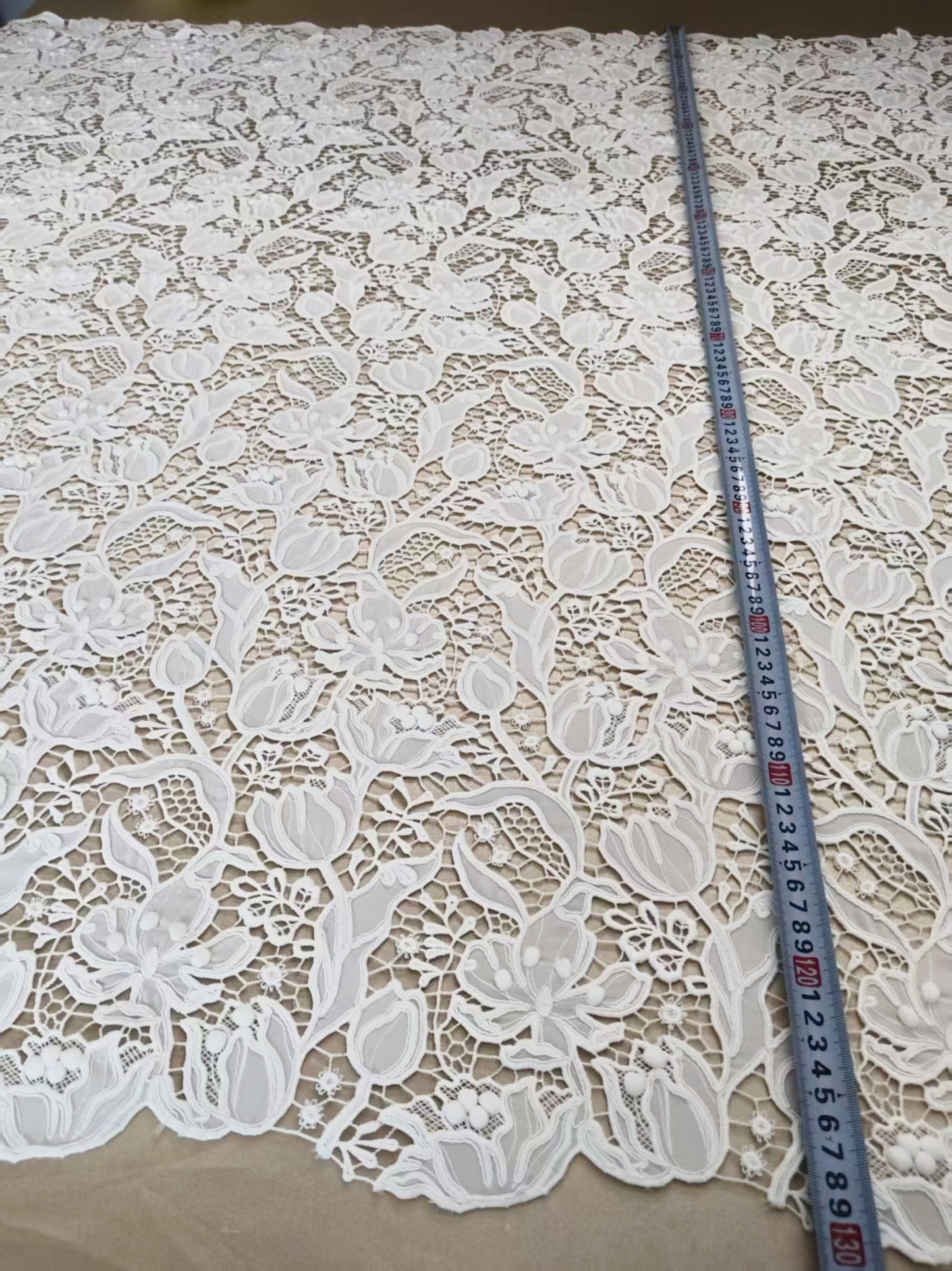 Elegant Guipure Lace Fabric, Hollowed Floral Lace Fabric, Crochet Lace Fabric, Bridal Lace Fabric for Wedding Gown, Prom Dress