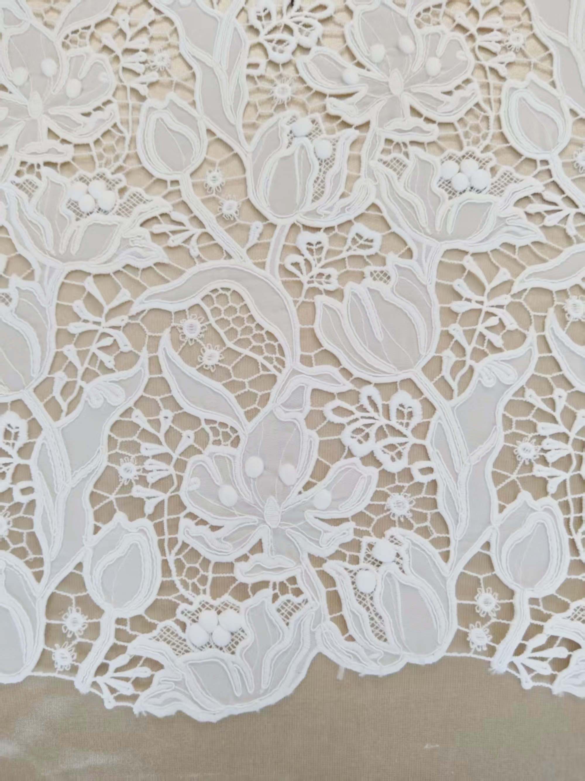 Elegant Guipure Lace Fabric, Hollowed Floral Lace Fabric, Crochet Lace Fabric, Bridal Lace Fabric for Wedding Gown, Prom Dress