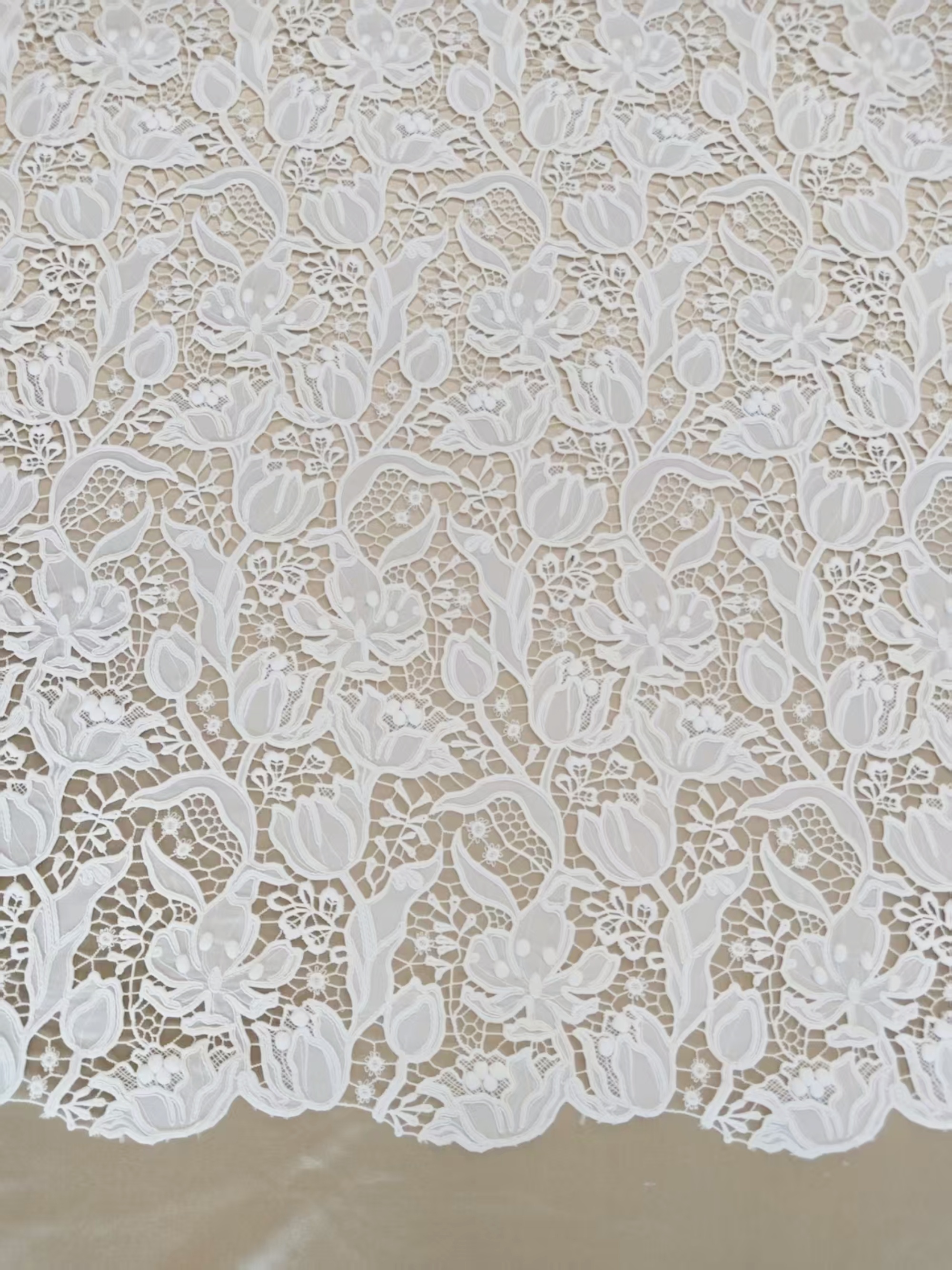 Elegant Guipure Lace Fabric, Hollowed Floral Lace Fabric, Crochet Lace Fabric, Bridal Lace Fabric for Wedding Gown, Prom Dress