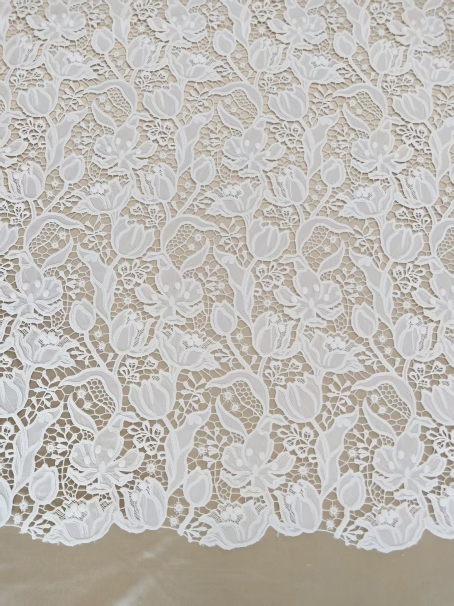 Elegant Guipure Lace Fabric, Hollowed Floral Lace Fabric, Crochet Lace Fabric, Bridal Lace Fabric for Wedding Gown, Prom Dress
