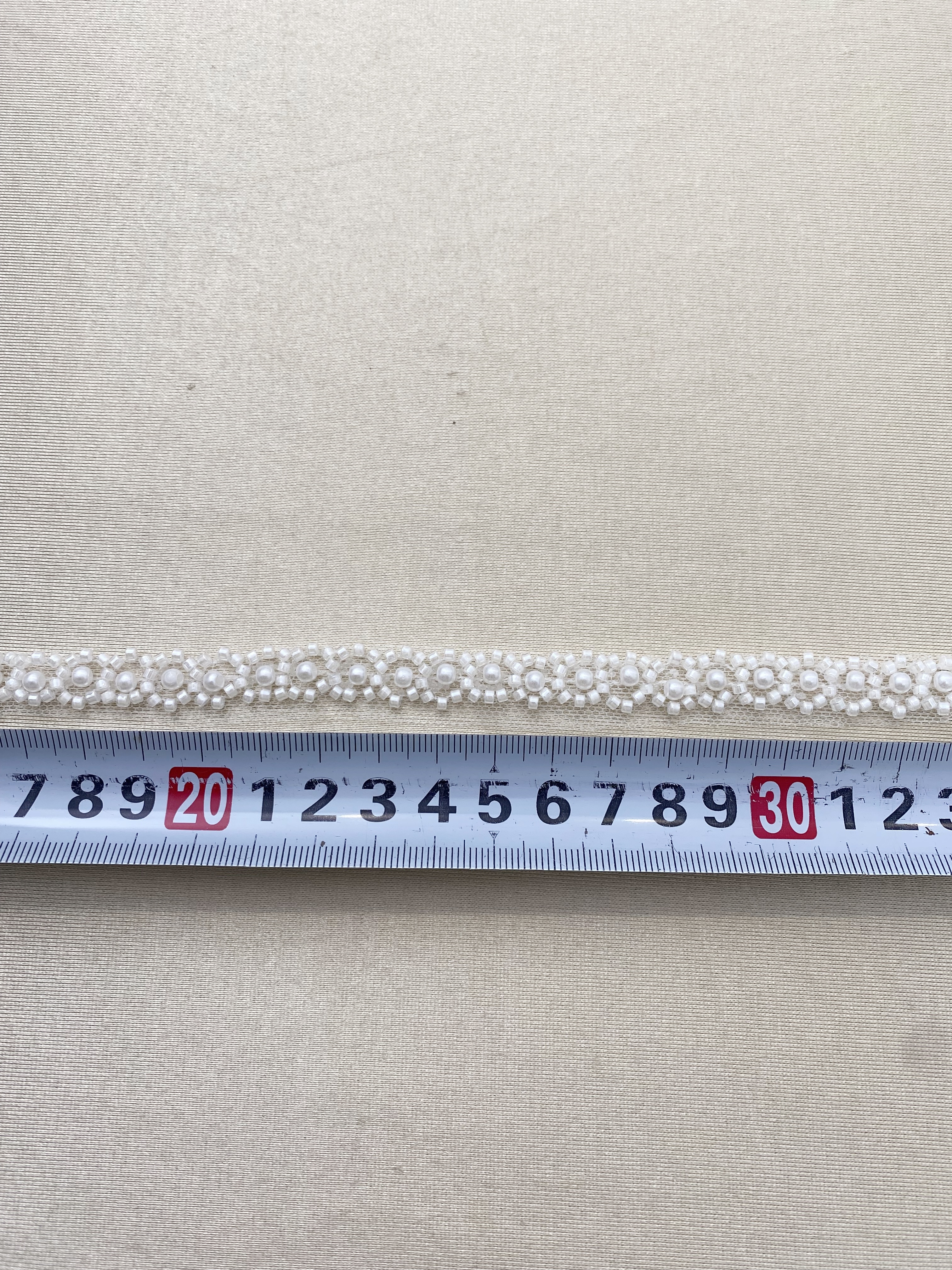 Beading Jewelry Lace Trim with Pearls, Handmade Bridal Ribbon for Prom Dress, Shoulder Strap, Headbands, Belt, Sold by Yard