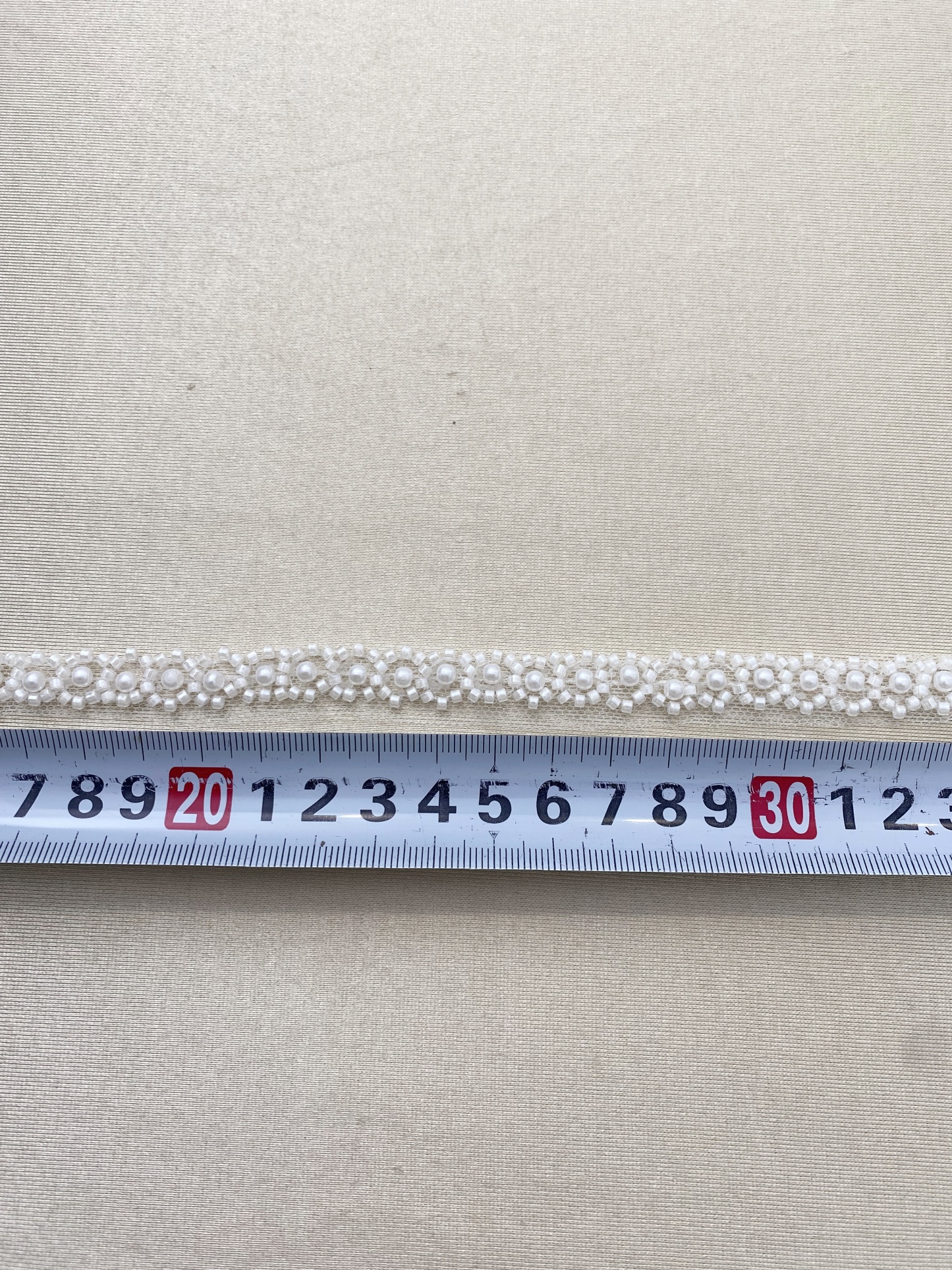 Beading Jewelry Lace Trim with Pearls, Handmade Bridal Ribbon for Prom Dress, Shoulder Strap, Headbands, Belt, Sold by Yard