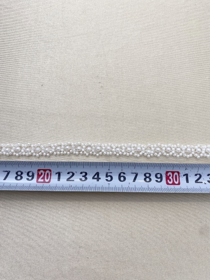 Beading Jewelry Lace Trim with Pearls, Handmade Bridal Ribbon for Prom Dress, Shoulder Strap, Headbands, Belt, Sold by Yard