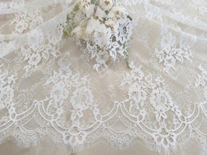 French Eyelash Lace Fabric – 300CM Long & 150CM Wide Per Piece! Embroidered Floral Design for Wedding Dresses, Garment DIY, Decor & Crafts